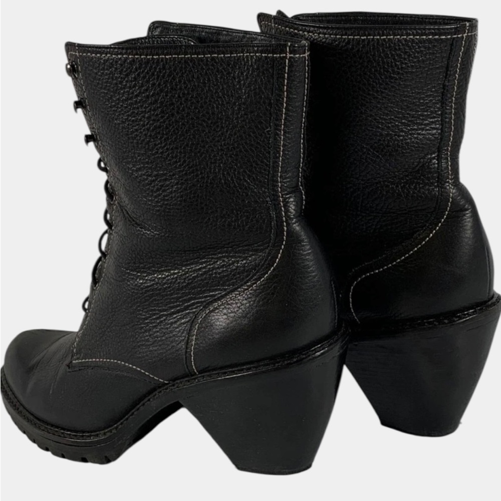 Edgy Via Spiga Italian Lace-Up Goth Boots – Black Leather – Size 8.5M